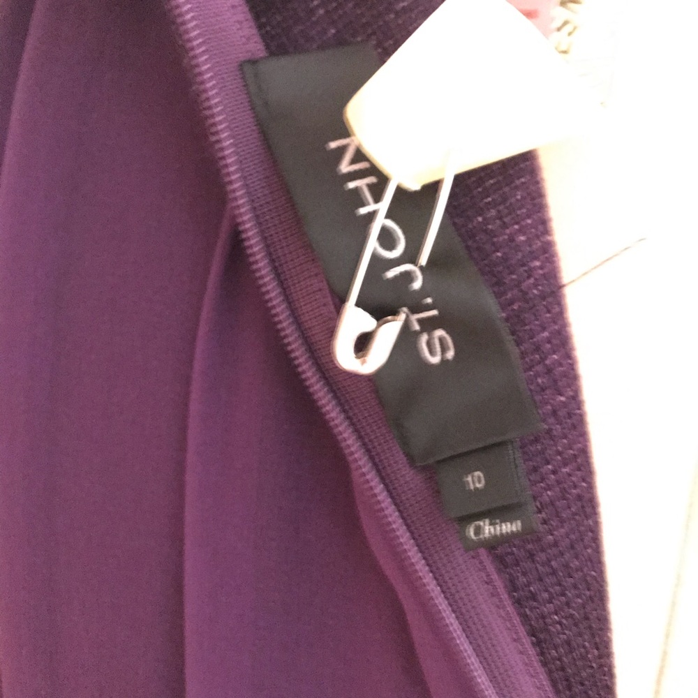 St. John Milano Knit Silk Chiffon Draped Dress 10 - Picture 7 of 8
